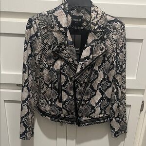 Insight Women's Leather Jacket - Black and White Snake Print! Vegan leather